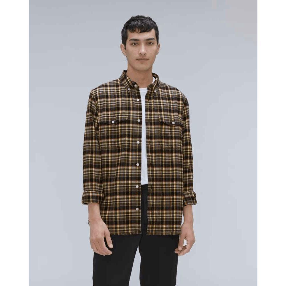 NWT Everlane Mens Black Beech Plaid Button Down The Brushed Flannel Shirt Size M
